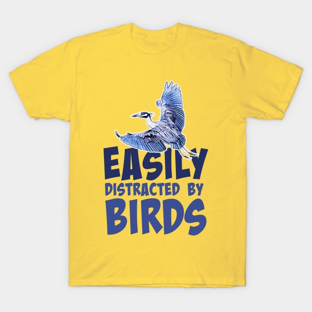 Easily distracted by birds - Yellow-crown Night Heron T-Shirt by Ripples of Time